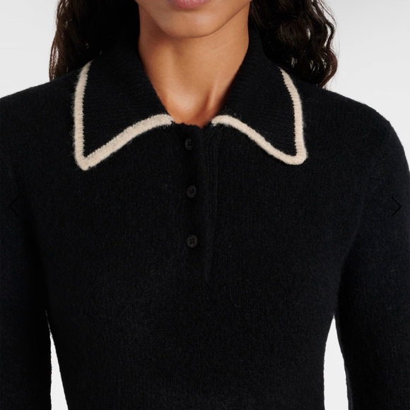 STAUD BRAND NEW Black Dress with Cream Collar - Picture 3 of 3